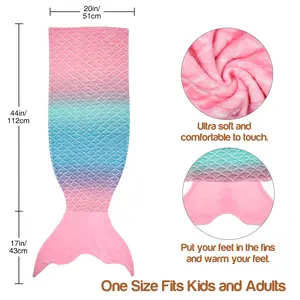 Catalonia Kids Mermaid Tail Blanket, Cozy Mermaid Sleeping Bag, Fish Scale Pattern