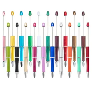 Plastic Beadable Pens Assorted Bead Pens for DIY PPL Gift with Shaft Black Ink Pieces High-Quality Plastic Metal Beaded Rod Perfect Party Favors