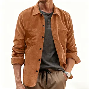 Spring and Autumn New Men's Shirt Corduroy Long Sleeve Casual Pocket Lapel Shirt Jacket shirt jacket