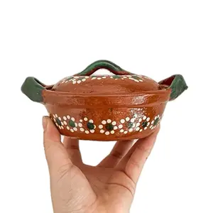Handmade Mexican Barro Clay Salsero Sauce Holder - Authentic Michoacan Artisan Craftsmanship, Easy to Clean, Decorative & Functional, Perfect Gift