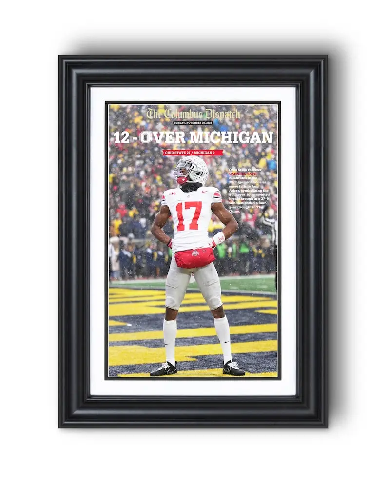 [Unframed] 2025 Ohio State Buckeyes “12-0ver Michigan” Rivalry Win  Front Page Poster