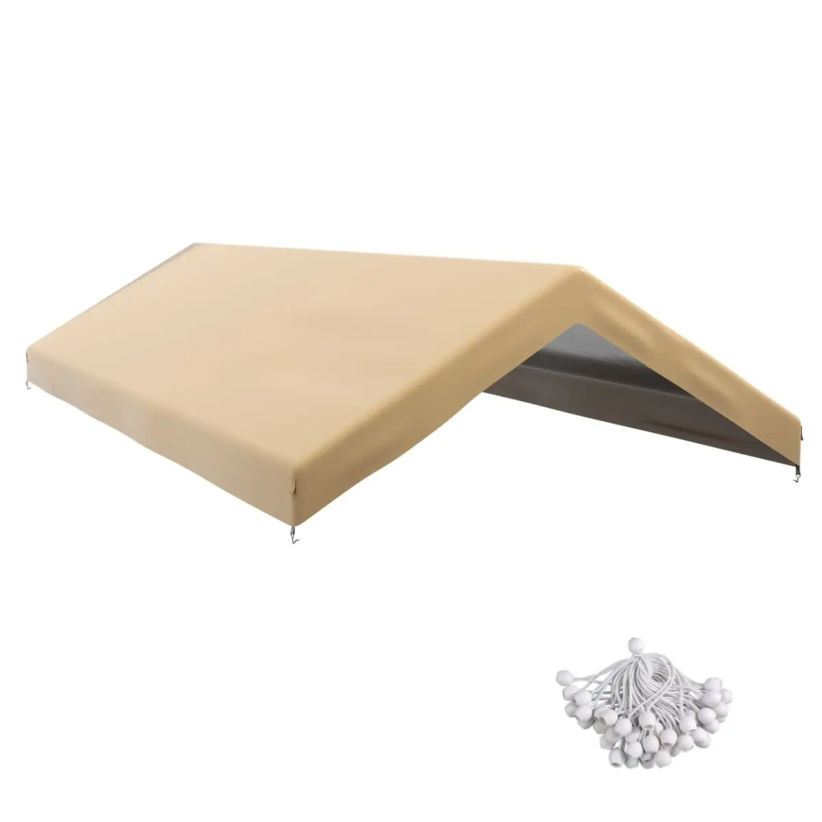 212 Main 84C-448V00BG 10 x 20 ft. Outsunny Carport Replacement Canopy, UV Resistant Garage Car Cover with Ball Bungee Cords, Beige