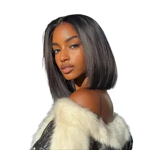 Glueless Straight Bob Wig Human Hair HD Lace 8 Inch 200% Density Natural Hairline Beginner Friendly Wear & Go Wig for Daily Use Black Woman Customize Mother's Day Gift US Shipping USA Stock