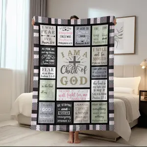 1pc Women's inspirational Christian flannel blanket - a religious gift, a warm printed blanket based on inspirational quotes from faith, comfortable and soft, suitable for sofas, beds, rooms, offices, camping, gatherings, etc,