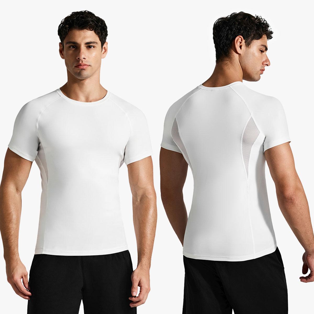 Men’s Short Sleeve Compression Shirt with Breathable Mesh Panels at Underarms and Back – Lightweight Stretch Athletic Performance T-Shirt for Gym, Training, Running and Daily Active Wear