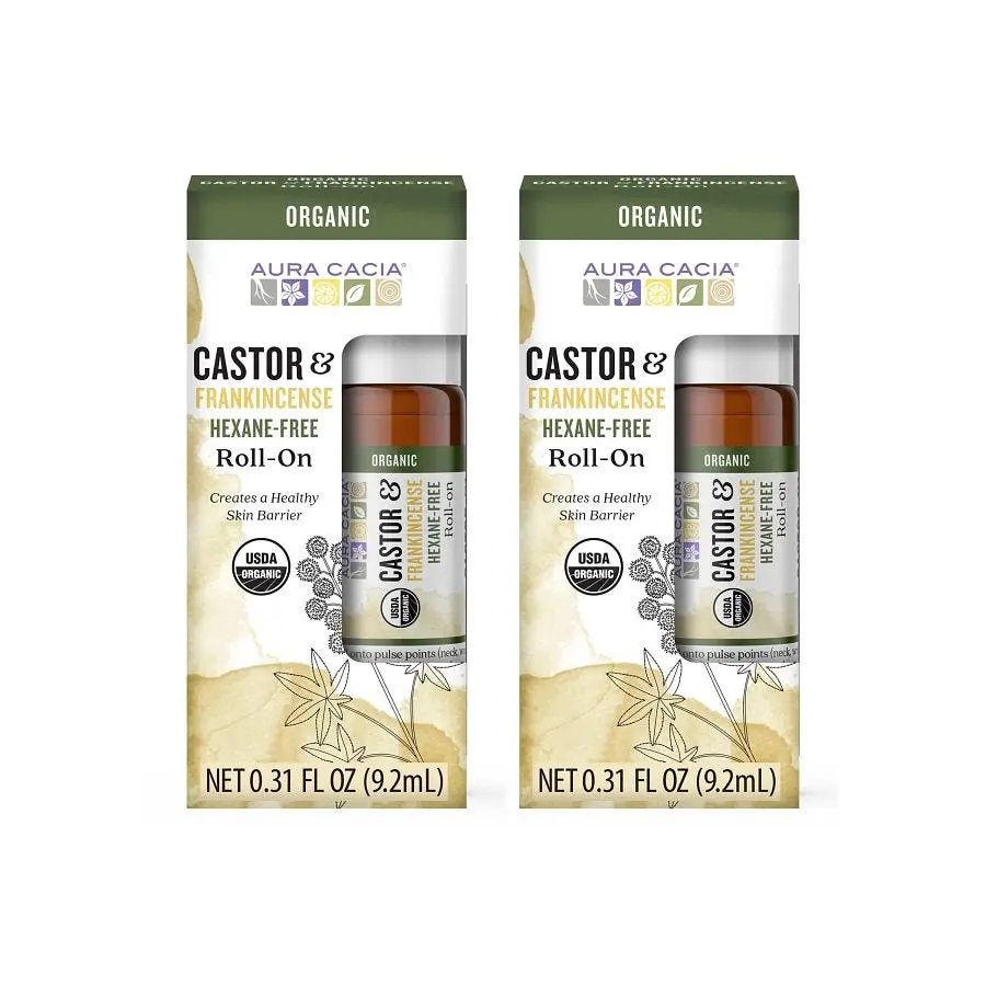 Aura Cacia Castor Oil & Frankincense Roll-On, 0.31 Fl Oz (3 Pack)