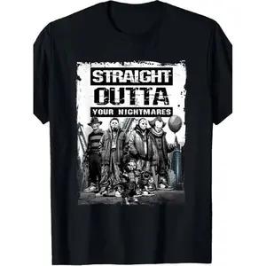 Graphic T-Shirt – "Straight Outta Nightmares" Men’s Vintage Horror Halloween Tee, Casual Round Neck Cotton T-Shirt, Spooky Gift for Men, Short Sleeve Fan Top