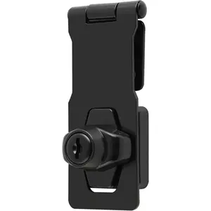 Keyed Hasp Lock,4 Inch Safety Packlock Clasp Hasp Lock Latch with Lock, Black Door Hinge Lock with Keys Keyed Locking Hasp for Cabinets Closets Doors