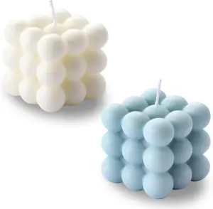 Artisan Crafted Modern Cube Soy Wax Bubble Candles: Aromatic Home Decor Set for Stylish Living Spaces