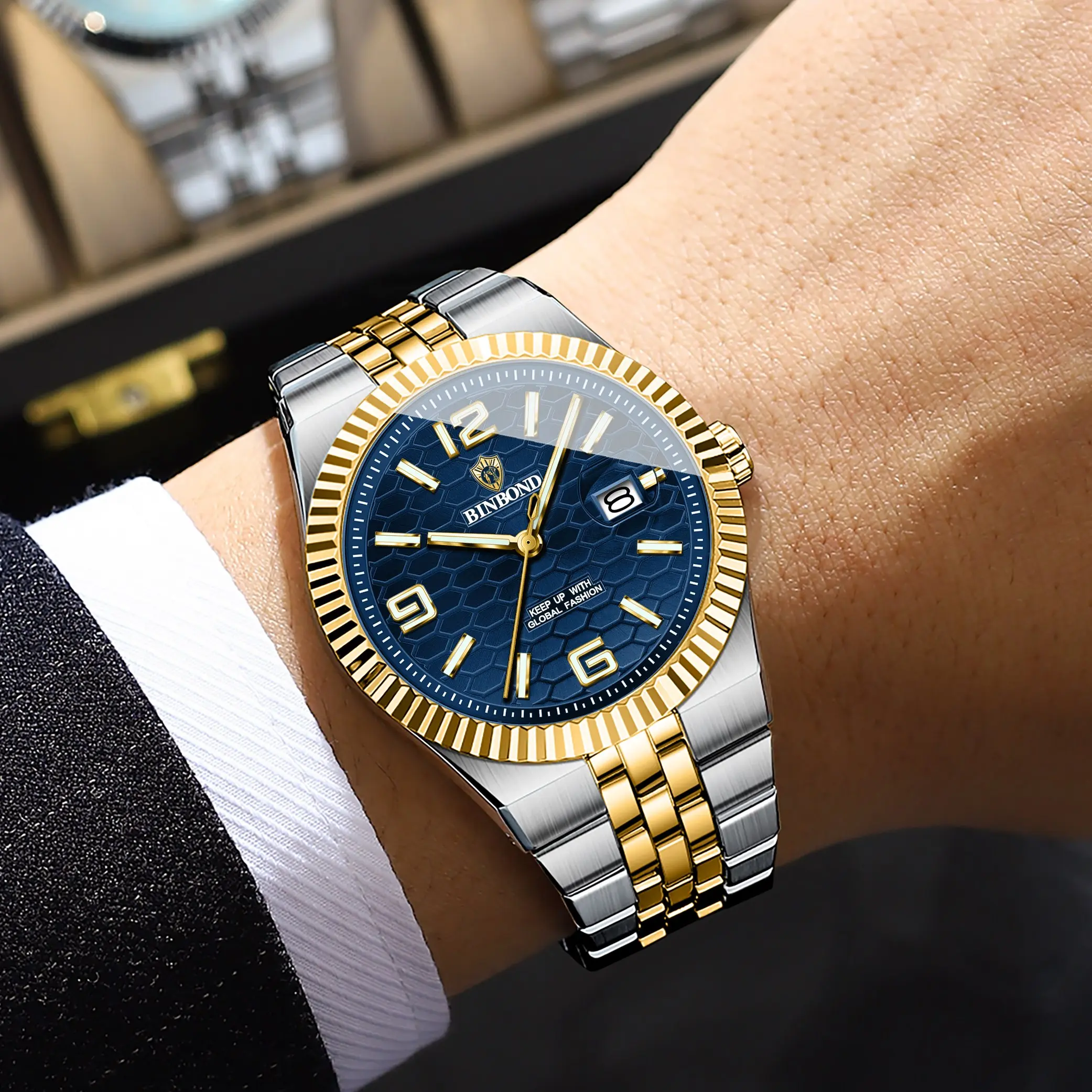 Luxury Men Quartz Watches Original Watch for Man Waterproof Luminous Date Week Stainless Steel Wristwatch Male. Reloj de Hombre