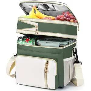 Lunch Box for Women/Men, Expandable Insulated Lunch Bag Waterproof Leak-proof Cooler Tote for Work/Picnic/Beach,16L, Army Green