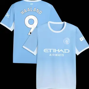Unisex Soccer/Football Manchester City Team Erling Haaland #9 Laliga 2026/27 Home Replica jersey - Light Blue 1E