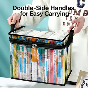 2 Large Transparent Plastic Storage Boxes with Hinged Lid, Durable High Capacity, Ideal for Home, Camping, Travel, Attic, Moving, Heavy Duty Storage