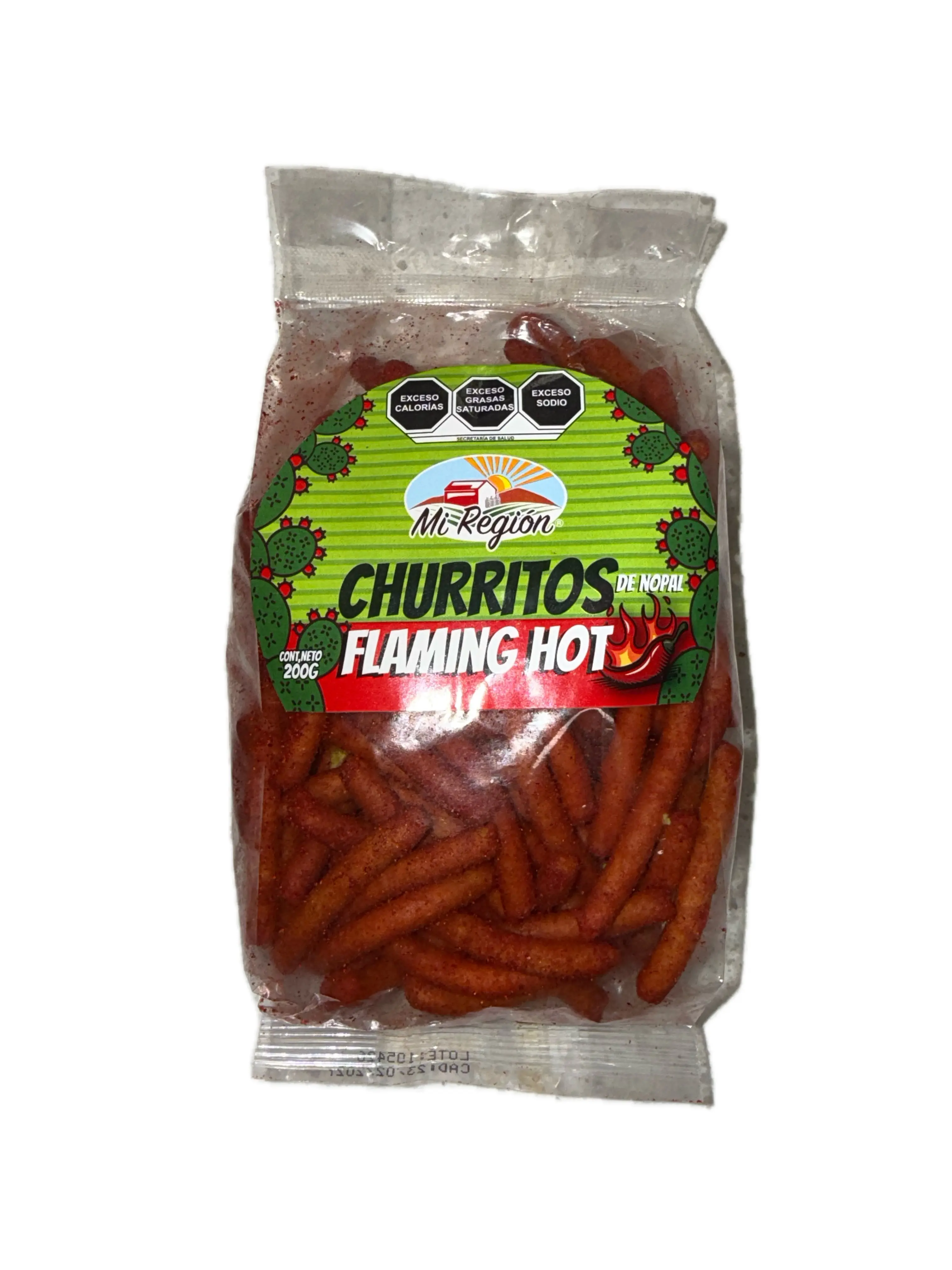 Mi Región Churritos de Nopal Flaming Hot Mexican Snack Sticks 200g