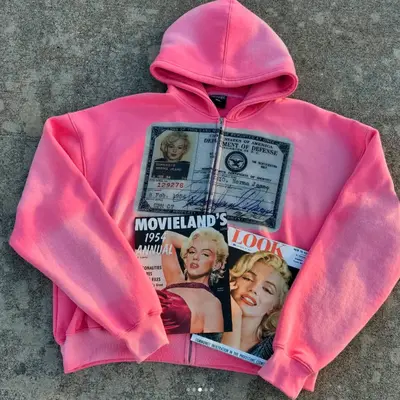 Pink Zip Up Hoodies with Marilyn Monroe TikTok Shop