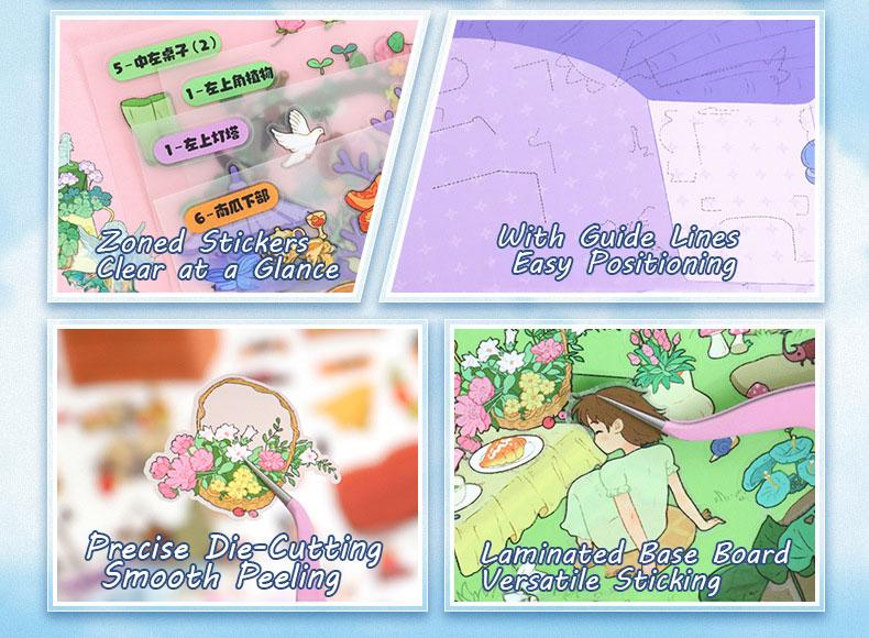 Seasonal Sanctuary Series – 3D Scene Sticker Kit,DIY Fantasy Diorama for Journaling & Scrapbooking,Cottagecore Aesthetic Gift for Women & Girls,PET Sticker Set