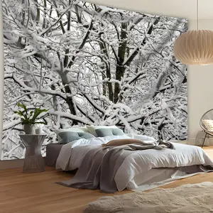 60in x 40in Vibrant Snow-Covered Branches Tapestry - Large Polyester Wall Hanging for Living Room, Bedroom, Office & Party Decor - Easy Install, No Power Needed