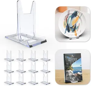 Acrylic Book Stands for Display,12 Pack Adjustable Book Display Stand Small Easels for Display Magazine Comic Book CD Display DVD Postcard Holder JCrunaway