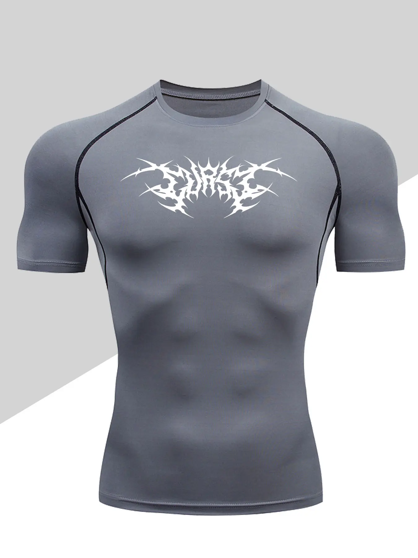 Men's Dragon Print Compression T-Shirt, Quick-Dry Breathable Stretch Fabric, Tight-Fitting Short Sleeve Top for Fitness and Outdoor Activities