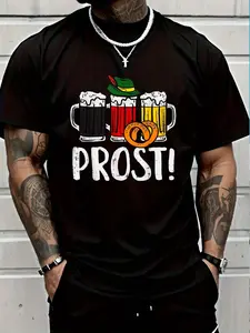 100% Cotton Prost Pretzel Bavarian Beers German Oktoberfest Men Women T-Shirt Women's Men's Graphic Tee Crew Neck summer vacation Tops