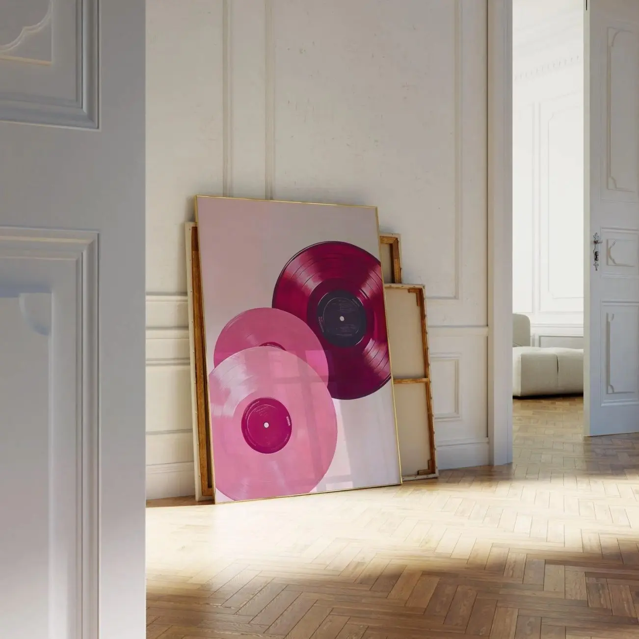 Pink Vinyl Record Wall Art, Retro Maximalist Print, Eclectic Girly Decor S