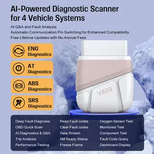 V800 OBD2 Scanner 4-System Car Diagnostic Tool | AI Fault Code Analysis | Engine, Transmission, ABS, SRS Scan Tool for All OBDII Cars
