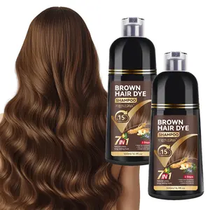 500ml brown hair dye shampoo, Semi Permanent Hair Dye, hair dye, shampoo and hair care three in one, easy to use, 7-in-1 herbal extract gentle and non irritating, family wear, making hair look healthier and more shiny, suitable for both men and women