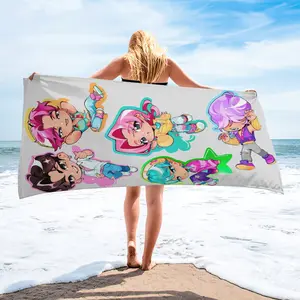 K-Pop Anime Chibi Boy Group Print Beach Towel-Laser-Style Design Quick-Dry Reusable Pool Towel Multi-Size Options-Beach Travel Camping Towel-Millennial Sweet Cool Bath Towel Blanket-Fan Gift Choice