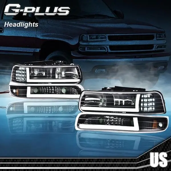 G-PLUS Headlights for 1999-2002 Silverado/Suburban Clear Lens Headlights Bumper Headlamps G-PLUS Headlights for 1999-2002 Silverado/Suburban Clear Lens Headlights Bumper Headlamps