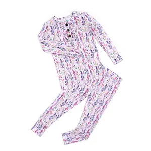 Avani RUFFLE TWO PIECE Soft Breathable Bamboo Fabric Lounge Wear for Kids Ultra-Soft Bamboo Fabric Functional Buttons Flexible Fit Eco-Friendly