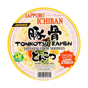 Sapporo Ichiban Tonkotsu Ramen Noodles - Authentic Japanese Pork Bone Broth Flavor, 83g Pack