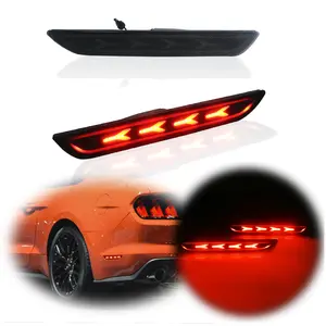 2pcs Smoked Lens Red LED Rear Bumper Side Marker Lamps Lights Set For Ford Mustang 2015 2016 2017 2018 2019 2020 2021 2022, Replace OEM FR3Z-15A201-A