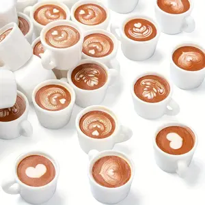 Latte Art Design Coffee Cup, Mini Coffee Cup Charms, DIY Jewelry Making, DIY Jewelry Accessories and Handmade Resin Pendants, Gift Packaging Supplies, DIY Jewelry Decoration, Charm Accessory, Diy With Charms