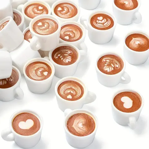 Latte Art Design Coffee Cup, Mini Coffee Cup Charms, DIY Jewelry Making, DIY Jewelry Accessories and Handmade Resin Pendants, Gift Packaging Supplies, DIY Jewelry Decoration, Charm Accessory, Diy With Charms, Crafts, Handmade Item
