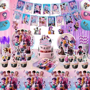 Korean Pop Music Devil Hunter Birthday Party Decorations, Banner & Balloons, Cake Cupcake Topper, Spring Party Supplies for Celebrations