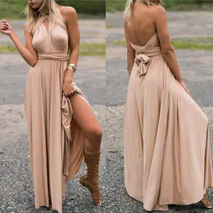 High-Quality Beautiful European and American Style Multi-Way Wear Multi-Strap Cross Backless Sexy Bandage Dress Long Dress Gown