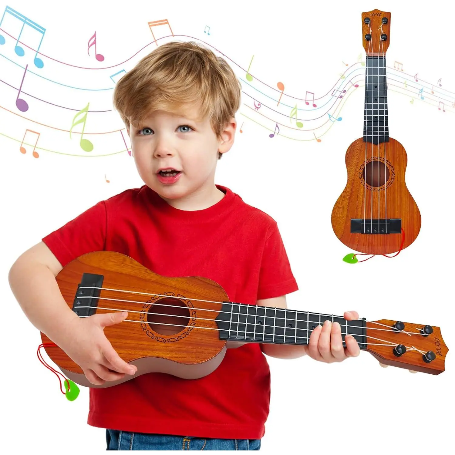 17-in 4-String Toy Ukulele, Music Learning Instrument for 3-4 Years Old Kids with Children Development Support (Baby & Maternity Musical Accessory)