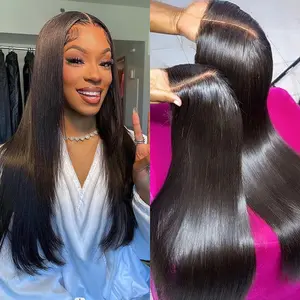 Brazilian Human Hair Straight Lace Glueless Human Hair Wig 5X5 6X4 Pre Cut Lace Glueless Human Wigs Pre Plucked Bleached Knots FallFreshness TikTokShopBlackFriday