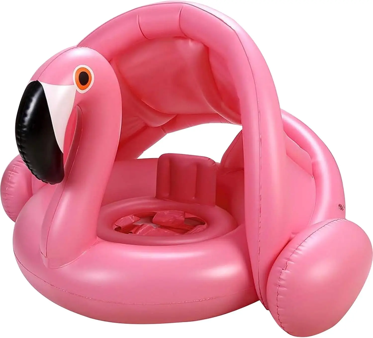 Flamingo Baby Pool Float with Canopy UPF 50+,Toddler Pool Float with Removable & Adjustable Sunshade,Inflatable Baby Swim Float with Back Holder for 8-36 Months Girls Boys Summer Essentials