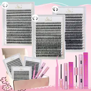 Individual False Eyelashes with Bond & Sealing & Lash Remover & Tweezers, 30/40/60P Mixed Length False Eyelashes, Eye Makeup Enhancement Tool for Women, Cosmetic, Eyelash Extension Kit