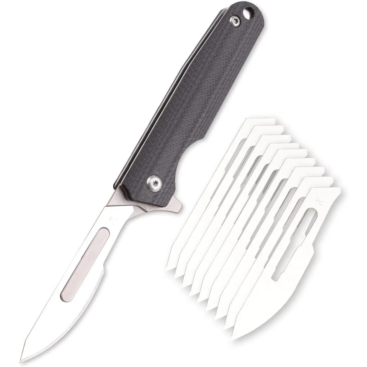 Samior S51 Slim EDC Pocket Knife: 5pcs #24 Blades, G10 Handle & Keychain Design – Ultra-Portable Flipper Tool for Outdoor & Daily Use (Black)