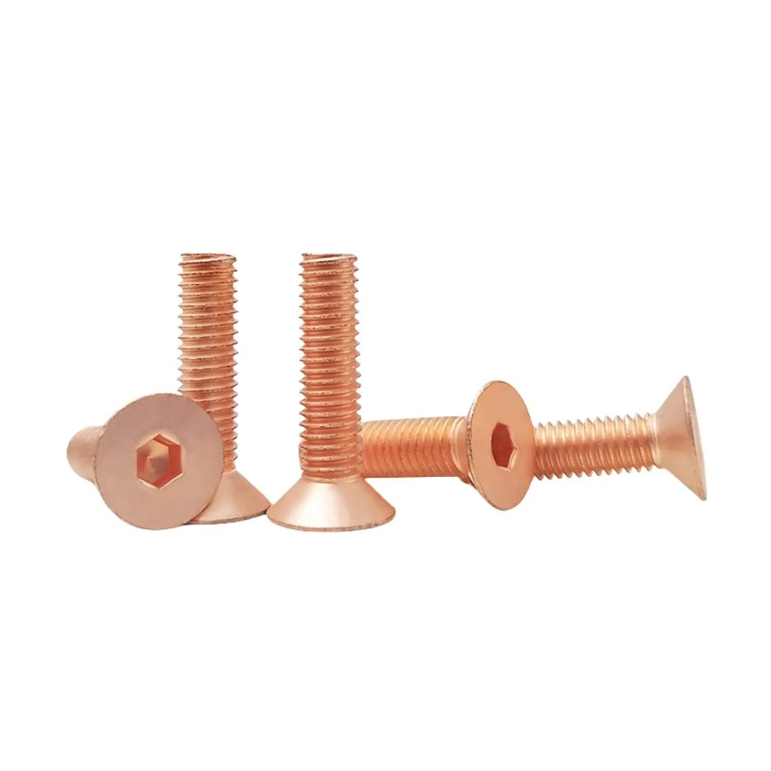 T2 Pure Copper countersunk Hexagon Screw Flat Head Hexagon 99% Pure Copper Bolt M2M2.5M3M4M5M6M8