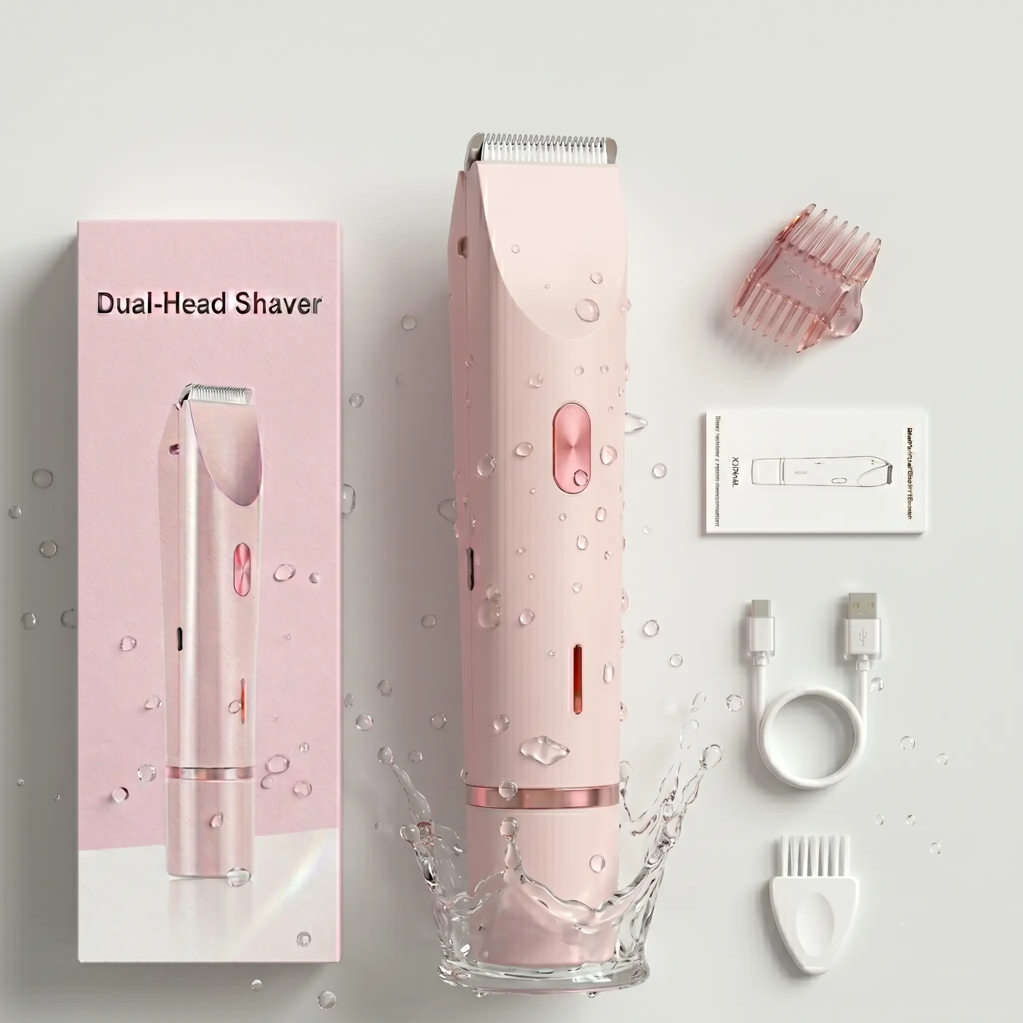 2-in-1 Electric Shaver for Women, Painless Precision Bikini Trimmer & Facial Shaving Tool for Flawless Skin, IPX7 Waterproof, Lightweight & Rechargeable for Wet & Dry Use