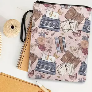 Reusable Washable Polyester Book Cover with Zipper Closure, Butterfly Pattern, Fan Protection Accessory, Back-To-School Gift, Book Accessories