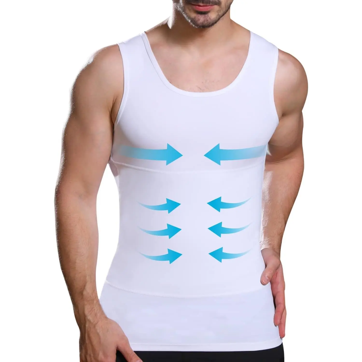 Mens Slimming Body Shaper Vest, Gynecomastia Compression Shirts, Tummy Control Undershirts - Change in Seconds Fathersdaygift Menswear