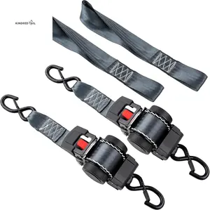 2 Pack Retractable Ratcheting Straps - 2 Inch X 10 Feet, 3,000Lbs Break Strength, Heavy-Duty Ratchet Tie-Down Straps for Moving, Cargo,Truck, Motorcycle