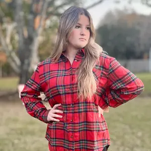 Avril Red Ribbon Plaid Top
