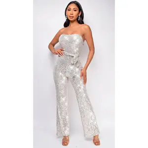 Savia Silver Belted Jumpsuit