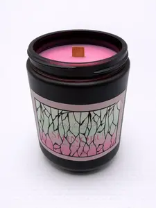 Shinobu Anime Candle | Demon Slayer Inspired | Floral Sandalwood Soy Candle | Wooden Wick | 8oz