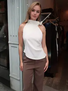 Ryker Halter Knot Top in Cream
